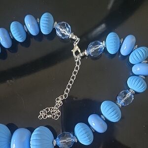 Stylish Blue Beaded Necklace. Great Condition